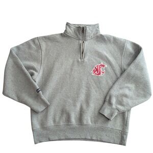 Vtg JANSPORT WA State University WSU Cougars Logo 1/4 Zip Sweatshirt Gray Mens M